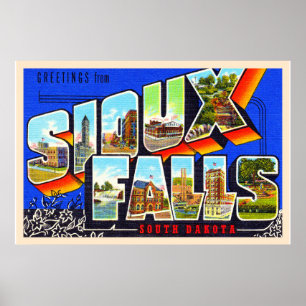 Sioux Falls South Dakota SD Large Letter Postcard Poster
