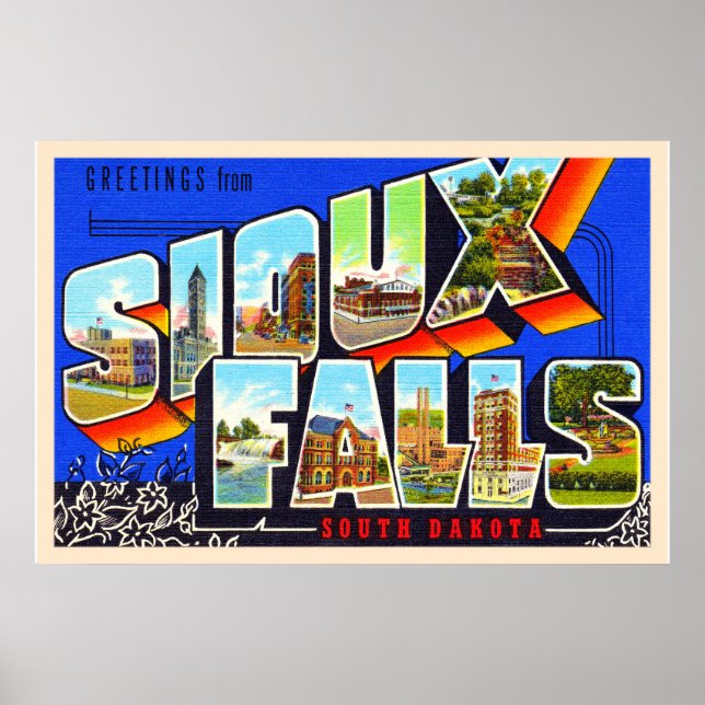 Sioux Falls South Dakota SD Large Letter Postcard Poster (Front)