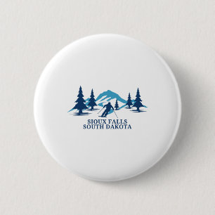 Sioux Falls South Dakota Ski Resort Skiing Skier 6 Cm Round Badge