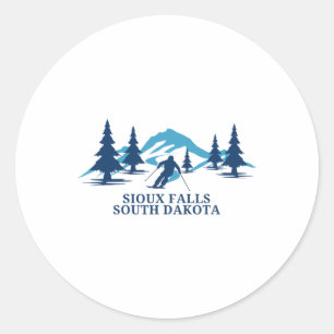 Sioux Falls South Dakota Ski Resort Skiing Skier Classic Round Sticker