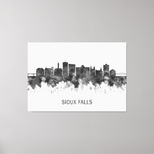 Sioux Falls South Dakota Skyline BW Canvas Print