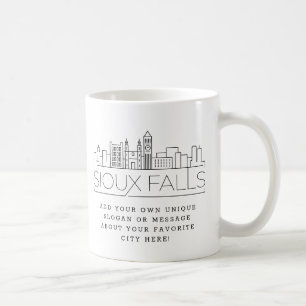 Sioux Falls Stylised Skyline   Custom Slogan Coffee Mug