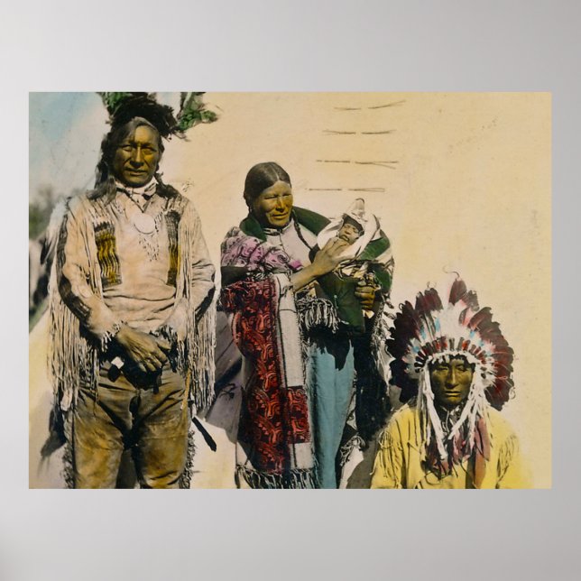 Sioux Indian Grey Eagle and Family Stereoview Post Poster (Front)
