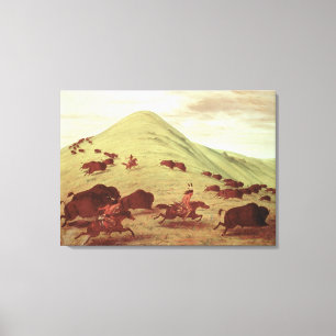 Sioux Indians hunting buffalo, 1835 (oil on canvas