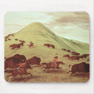 Sioux Indians hunting buffalo, 1835 (oil on canvas Mouse Mat