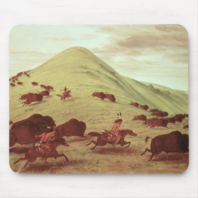 Sioux Indians hunting buffalo, 1835 (oil on canvas Mouse Mat (Front)