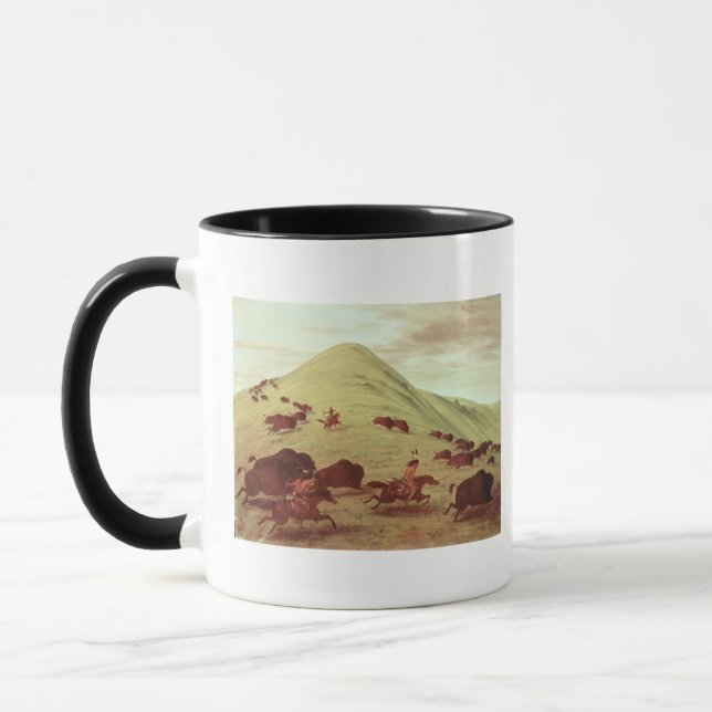 Sioux Indians hunting buffalo, 1835 (oil on canvas Mug (Left)