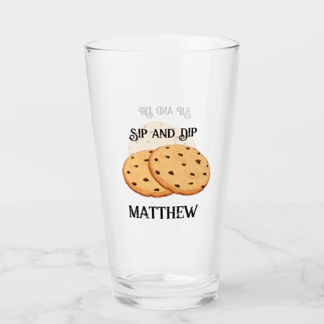 Sip and Dip Personalised Milk and Cookies Glass (Front)