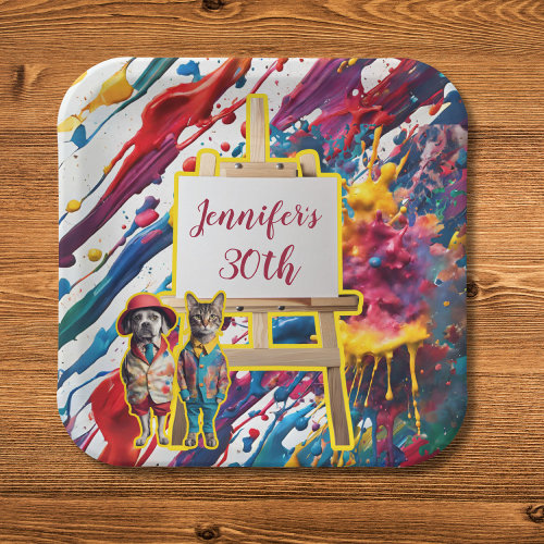 Paint and Sip paper plate