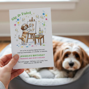 Sip and Paint Your Pet Cava Birthday Party Invitation