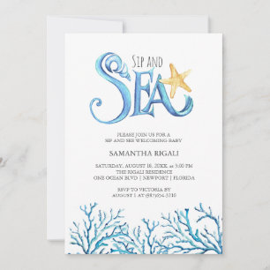 Sip and Sea Invitations Watercolor Ocean Theme
