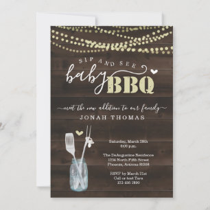 Sip and See Baby BBQ Invitation - Baby Q Barbeque