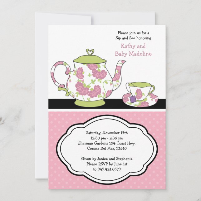 Sip and See Baby Shower Invitation (Front)