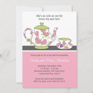 Sip and See Baby Shower Invitation