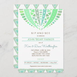 Sip and See baby shower invite, boy mandala Invitation