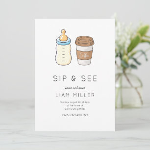 Sip and See Baby Shower Minimalist baby shower Invitation