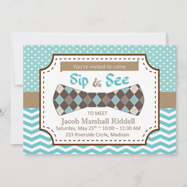 Sip and See for Boy Baby with Bow Tie (Front)