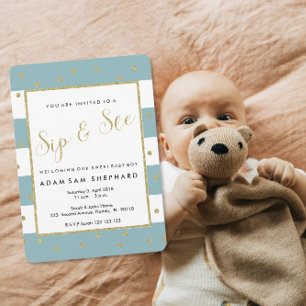 Sip and See invite, new baby, welcome party Invitation