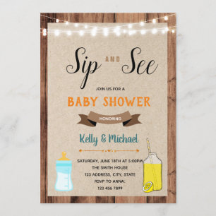 Sip and see lemonade shower party invitation