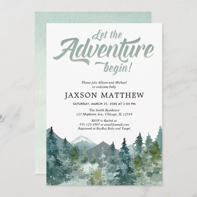 Sip and See, Meet and Greet baby boy, adventure Invitation (Front/Back)