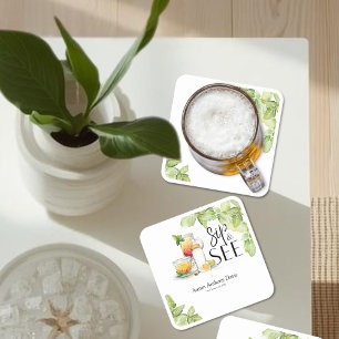 Sip and See Meet The Baby Square Paper Coaster