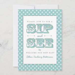 Sip and See Sweet Baby Boy in Teal Invitation