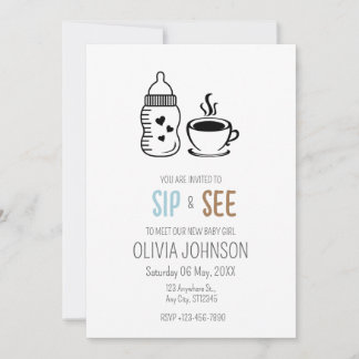 Sip And See, Welcome Baby Boy, Meet And Greet Invitation