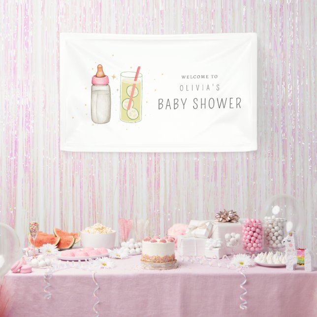 Sip And See, Welcome Baby Girl, New Baby Party Banner (Party)