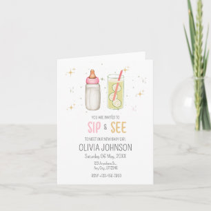 Sip And See, Welcome Baby Girl, New Baby Party Invitation