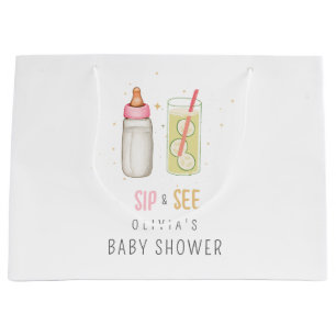 Sip And See, Welcome Baby Girl, New Baby Party Large Gift Bag