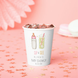 Sip And See, Welcome Baby Girl, New Baby Party Paper Cups