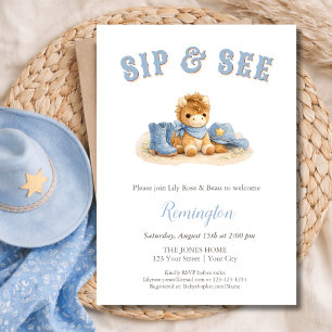 Sip and See Western Little Cowboy Baby Boy Invitation