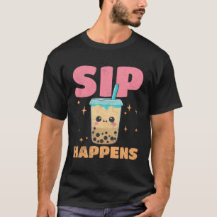 Sip Happens Boba Kawaii Anime Novelty Teen Girl Gi T-Shirt