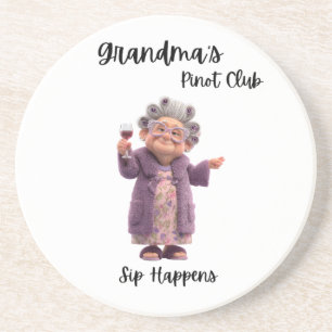 Sip Happens Grandma Wine Coaster