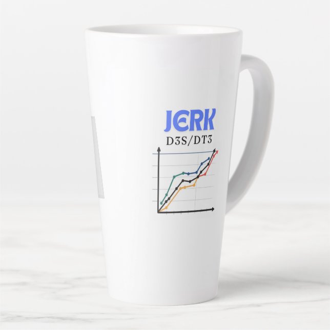 Sip Happens: Jerk in Motion" latte mug: Latte Mug (Right Angle)
