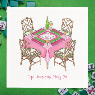 Sip Happens...Mahj On / Preppy Mahjong Wine Party Napkin