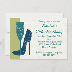 Sip in Style Wine Champagne Birthday Invitations