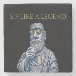 Sip Like a Legend Vintage Art Stone Coaster