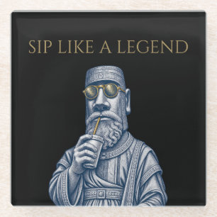 Sip Like a Legend Vintage Art White Drink Coaster