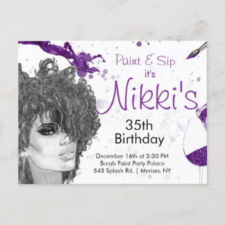 Sip & Paint Birthday Invite