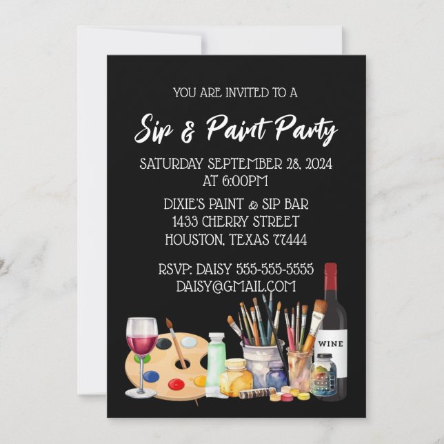 Sip & Paint Invitation (Front)