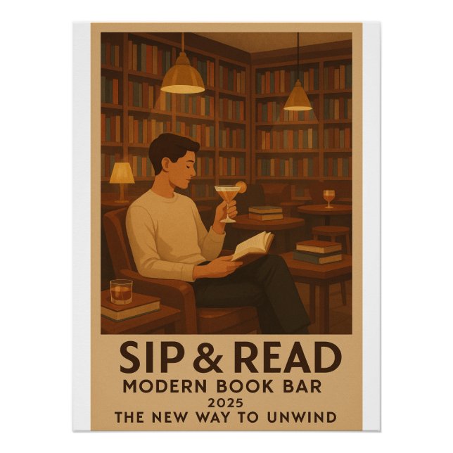 Sip & Read – Modern Book Bar Poster (Front)