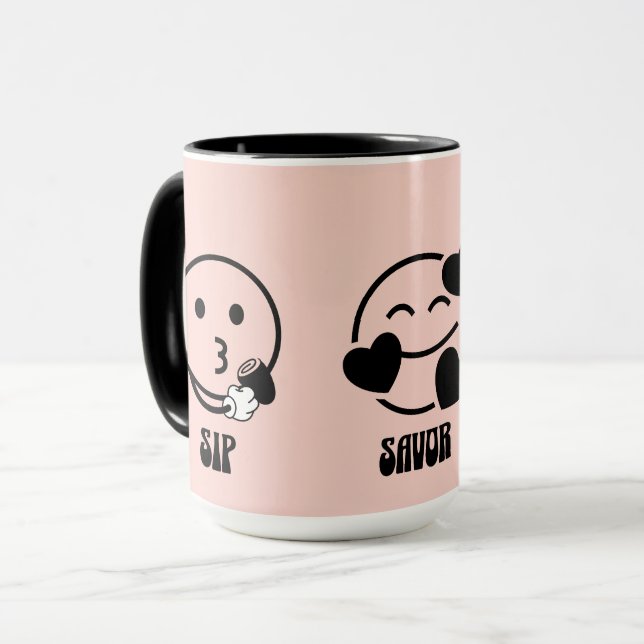 "Sip, Savour, Smile"  Mug (Front Left)