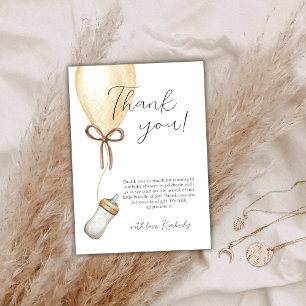 Sip & See Boho Balloon Bottle Baby Shower Thank You Card