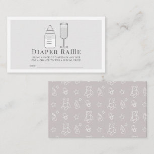 Sip & See Bottle Champagne Gr Diaper Raffle Ticket Enclosure Card