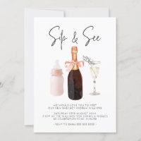 Sip & See Elegant Watercolor Pink Baby Girl