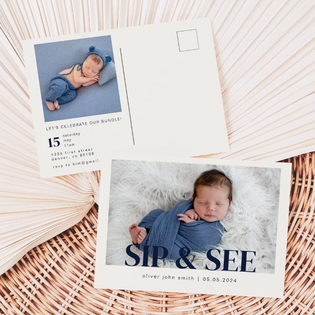 Sip & See Party Invitation Post Card (Creator Uploaded)