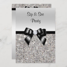 Sip & See Party Silver Sequins Black Bow