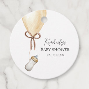 Sip & See Simple Boho Balloon Bottle Baby Shower Favour Tags