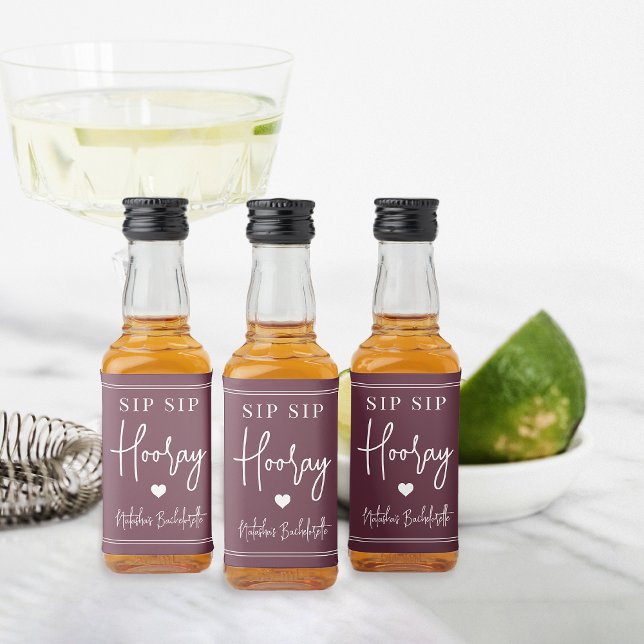 Sip Sip Hooray Bachelorette Party Favour Liquor Bottle Label (Creator Uploaded)